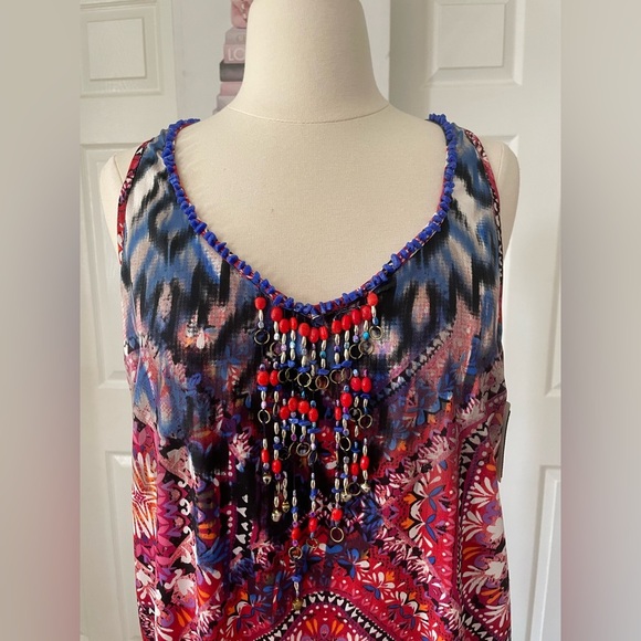 Alberto Makali Beaded Chain Printed Maxi Dress Size M - Picture 4 of 8